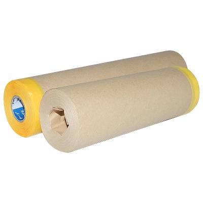 China Biodegradable Auto Painting Cover Kraft Paper Pre Taped Film Masking Paper Film For Car Paint for sale