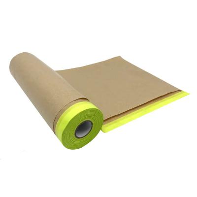 China Heat Resist Car Cover Painting Brown Paper Kraft Masking Tape Auto Paint Protective Masking Paper Film for sale