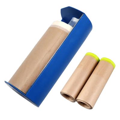 China Heat Resist Pre Taped Kraft Paper Auto Paint Protective Masking Paper With Dispenser for sale