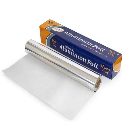 China Household Silver Extra Heavy Duty Aluminum Foil Roll With Band Sawtooth Cutter for sale