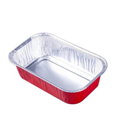 China 500ml Disposable Airplane Lunch Box Aluminum Foil Pan Airline Food Packing Trays With Lids for sale