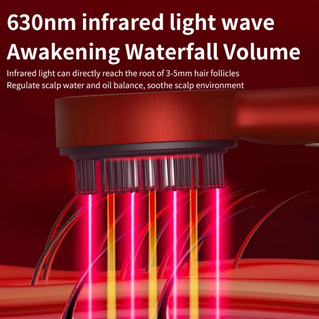 Side profile of electric scalp massager showing ergonomic design