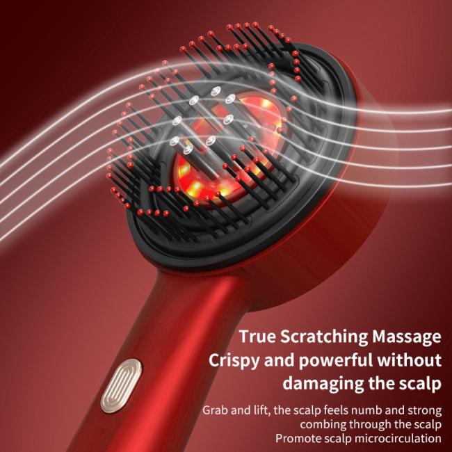 Electric laser hair growth comb front view showing red light therapy technology