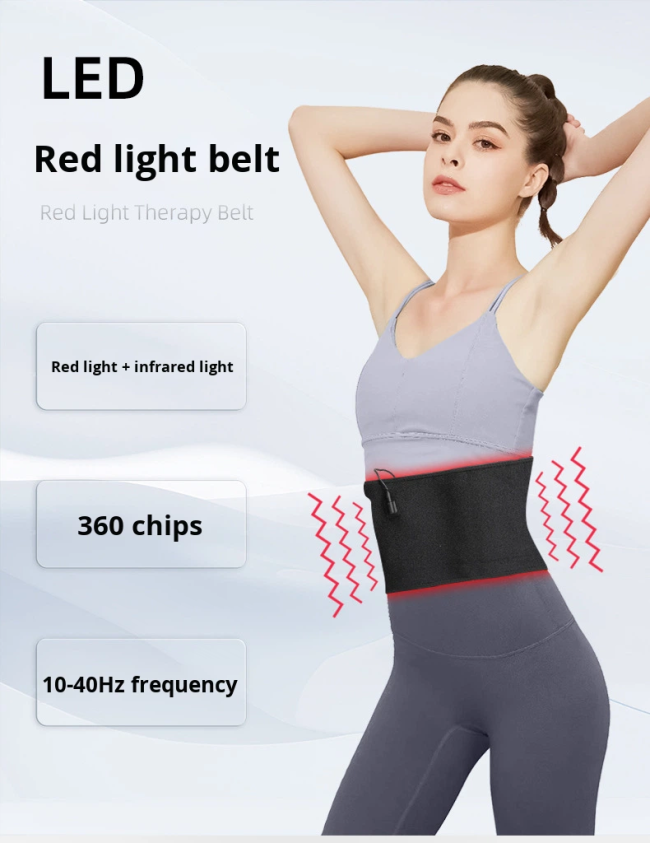 Massage belt in use on waist