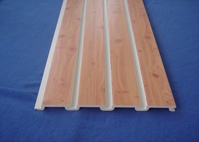 China Plastic Taupe Slat Wall Panels / WPC Slatted Wall Panels For Shelves for sale