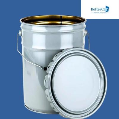 China Custom 20L Metal Paint Bucket Chemical Exterior Paint Can       With Flower Lid for sale
