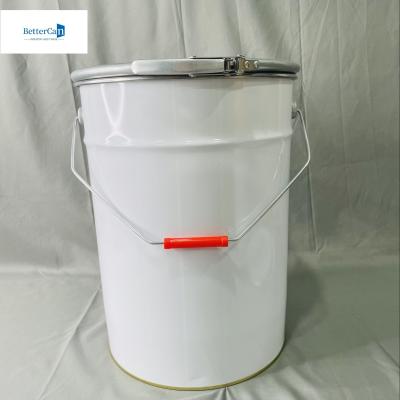 China 5 Gallon Tin Bucket With Lock Ring White Coated Printing CMYK 20 Liter OEM Package for sale