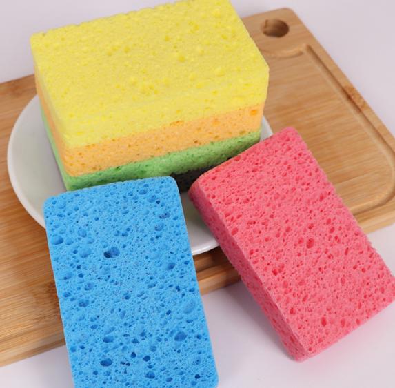 Colorful Square Wood Pulp Sponge - close-up texture