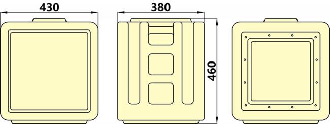 Dimension drawing of empty distribution box