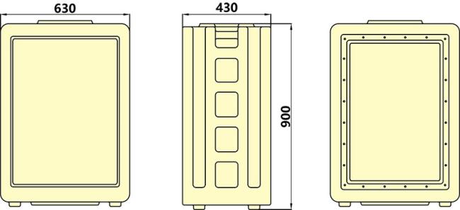 Syntax MD4 Portable Power Distribution Box dimension drawing of empty box