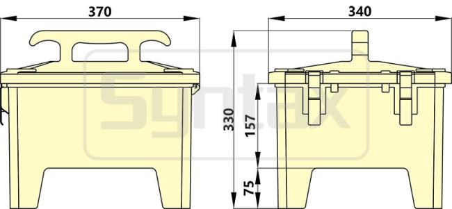 Dimension drawing of empty MP24 distribution box