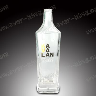 China SGS Screen Printing Crystal White Whiskey Glass Bottle for sale
