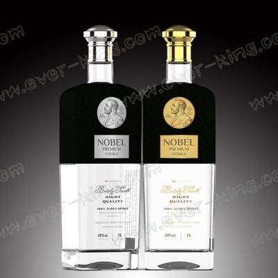 China Luxury Spirit Flint Glass Bottle 1000ML For Vodka for sale