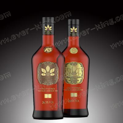 China 750ml Custom Luxury Round Empty Glass Bottle With Screw Caps for sale