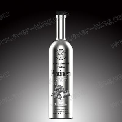 China Round Empty Flint Glass Electroplated Vodka Bottle With Sealed Cork Lid for sale