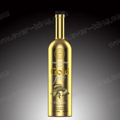 China Vidrio electrochapado vodka redonda Crystal Bottle 500ml con el tapón en venta