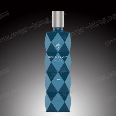 China Custom Label New Matte Blue 70cl Empty Glass Bottle For Vodka Liquor for sale