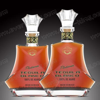 China 750ML New Design Tequila Glass Bottle With Glass Lid for sale