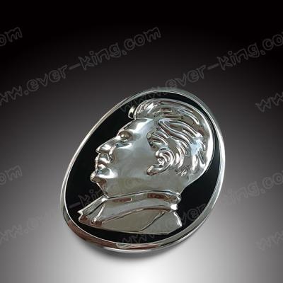 China Custom Stalin Head Logo 3D Metal Aluminum Sticker Label Professional for sale
