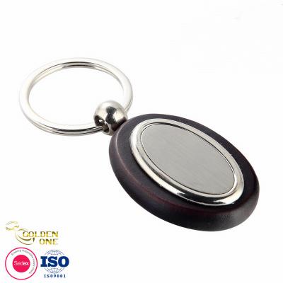 中国 Hot Sale Custom design customized laser logo keyring  promotion business gift blank Metal wooden keychains 販売のため