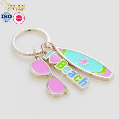 China Hot Sale Product Sea Surfboard Funny volleyball Tennis Venice Meyrtle Beach Soft Enamel Metal Gift Keychain for sale