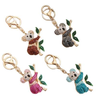 Cina Hot Sale Cute Crystal Rhinestone Koala Bear Animal Keychain Women  Key Ring Holder Bag Accessories Keychains For Gift in vendita
