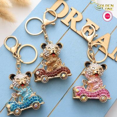 China Hot  Sale Custom Koala Pink Bear Tree Charm Lovely Jewelry Keychain Anime Shiny Gold Cute Animal Tiger Key Ring For Women Bag for sale