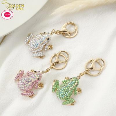 China Diamond Hanging Ornaments Animal Cute Metal Creative Gift Keychain Frog Pendant for sale