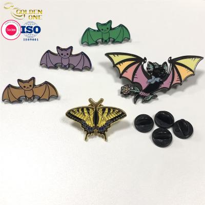 China Soft Enamel Cartoon Bat Metal Lapel Pins Domed Badge Souvenir Custom Color for sale