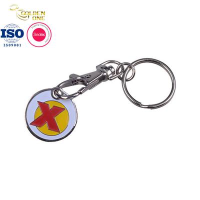 China Supermarket Coin Key Chain Holder Metal Trolley Token Keyring Personalised Keychain for sale