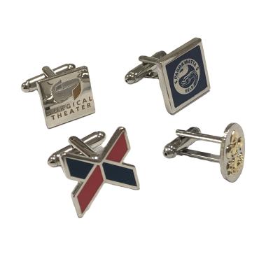 China Silver Plated Metal Cufflink Custom Enamel Buttons Symbol Metal Iron Sets For Gift for sale