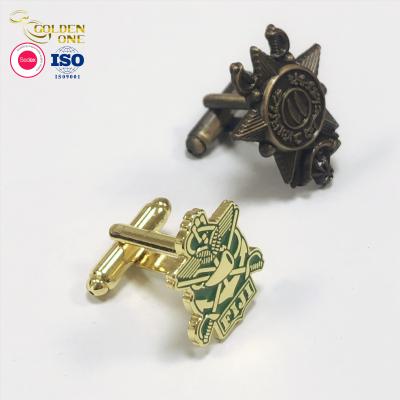 China Button Symbol Metal Cufflink Shiny Gold Silver Plated Soft Enamel Zinc Alloy for sale