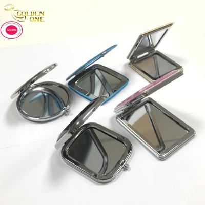 China Hot Sale Portable Round Folded Compact Mirrors Rose Gold Silver Plated Pocket  Making Up Mirror for Gift for sale