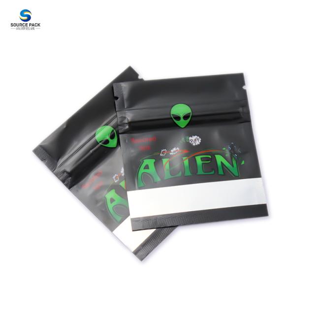 Matte Finished Weed Mylar Bag With Zipper Food -Grade Doypack With Foil