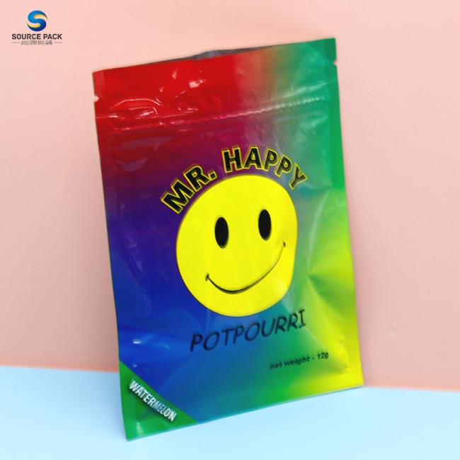 Factory Custom Weed Packaging Colorful Smell-proof Package Mylar Bag