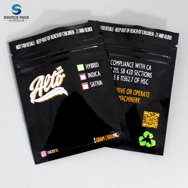 Black Color Three Heat Sealed Candy Bag 3.5g Smell Proof Package