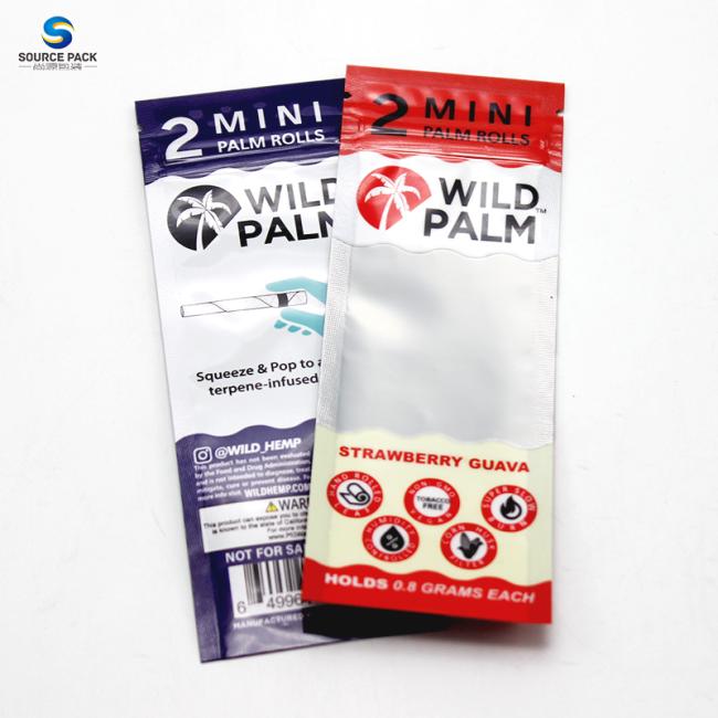 manufacturer custom printing cigar bags mylar wraps preroll transparent window packaging