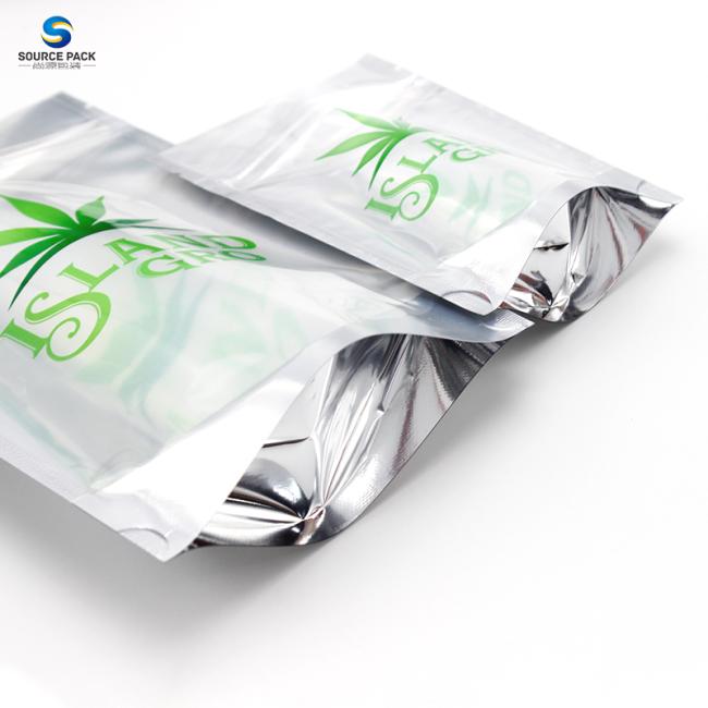 Aliminum Foil Custom Weed Packaging With Child-Resistant Zipper For Marijuanna