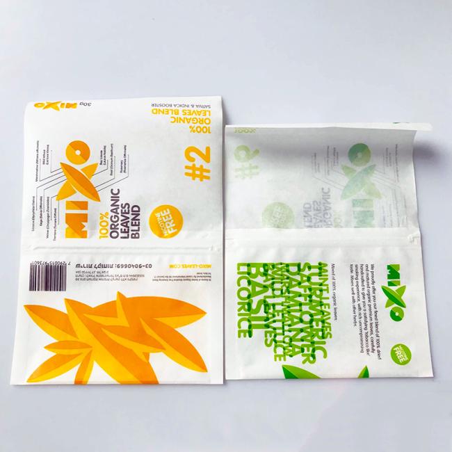 Smell Proof Mariguana Tobacco Leaf Ziplock Bag Efo Friendly Kraft Paper
