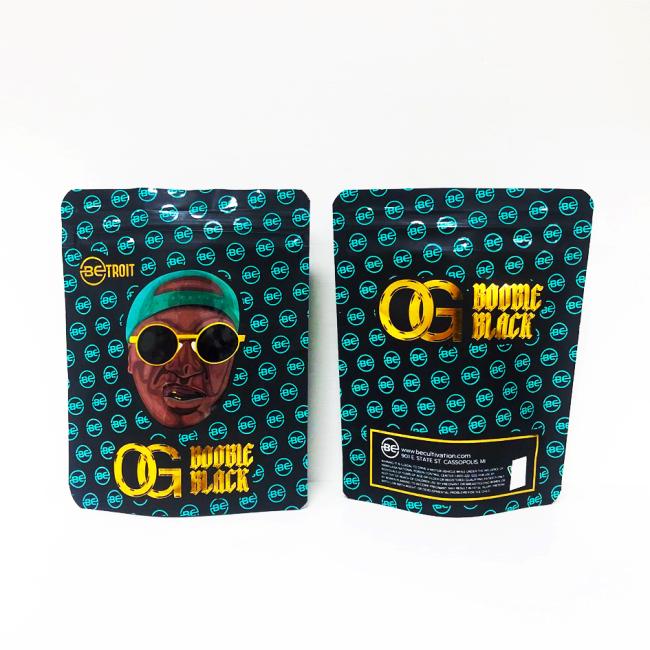 Gold Stamping UV Printed Marijuana Packaging Bag Custom Aluminum Foil Pouch