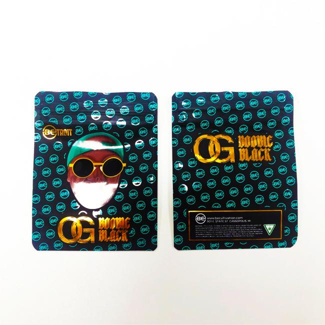 Gold Stamping UV Printed Marijuana Packaging Bag Custom Aluminum Foil Pouch