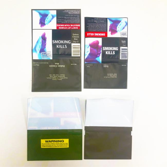 Wholesale Resealable Smoking Leaf Cigarette Bag Packaging Rolling Tobacco Pouch
