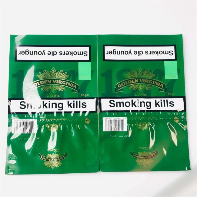 Sustainable Tobacco Packaging Pouch Tobacco Packaging Glossy Finish Eco Friendly