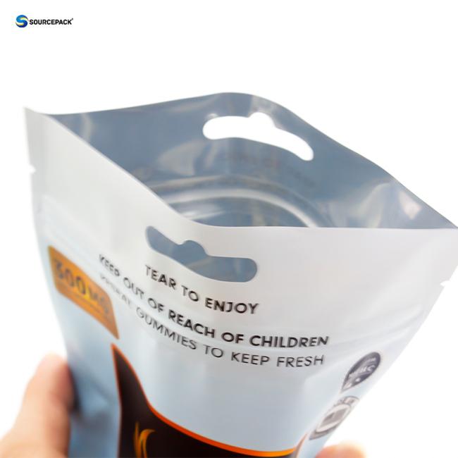 Metallic Printed CBD Gummies Packaging Bag Food Standing Zipper Pouch With UV Protection