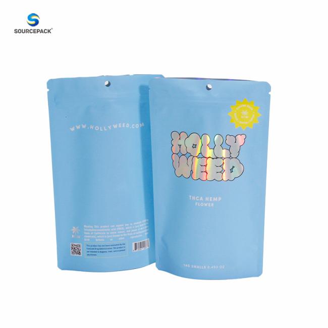 UV Protective Weed Packaging Custom Holographic Mylar Bag Bags with Odour Control
