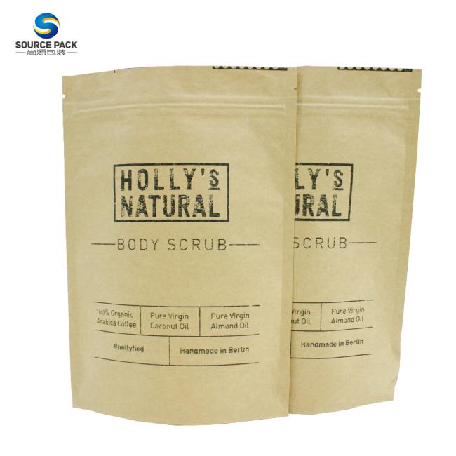 Kraft Paper Stand Up Zipper Pouch For Food Snack Candy Nuts Chocolate