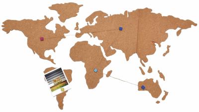 中国 OEMの自己の棒の付着力のコルク板押しPin旅行世界地図板 販売のため