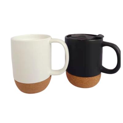 China 10-15oz Ceramic Coffee Mug With Cork Bottom Base  Heat Insulated Waterproof for sale