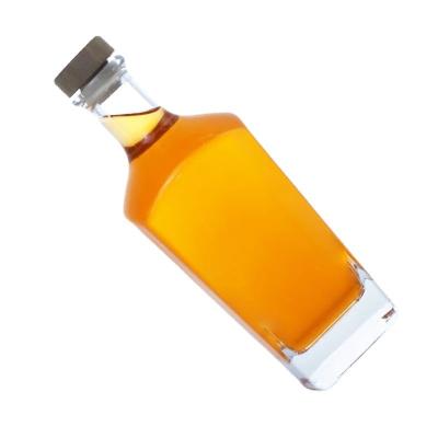 China Glass Liquor Bottle 500ml 750ml Square Shape With Glass Collar Closure for sale
