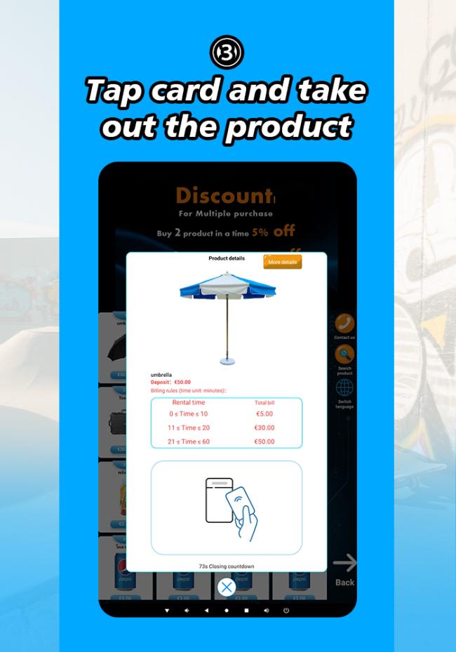 then tap the card and take out the product